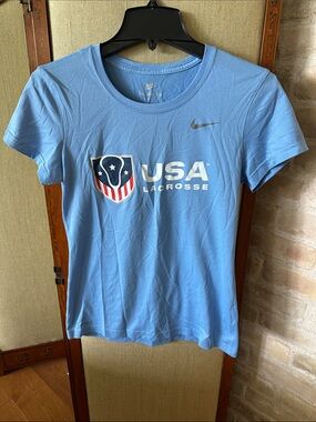 Nike Light Blue USA Lacrosse Drifit size small Short Sleeve Tee
